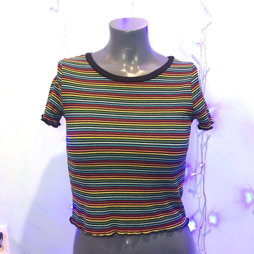 Colorful/rainbow stripped crop top